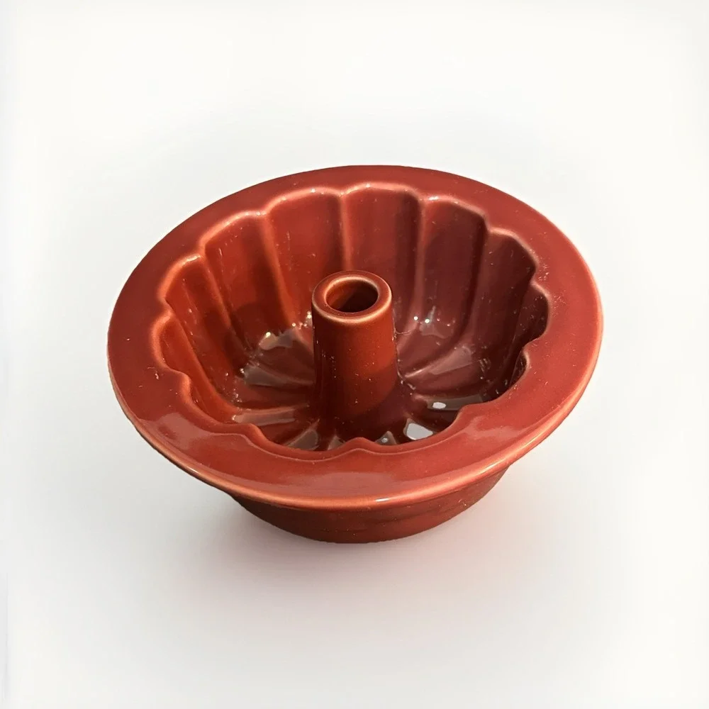 Longaberger Single Mini Bundt Cake Pan Woven‎ Traditions Pottery Red Paprika 6